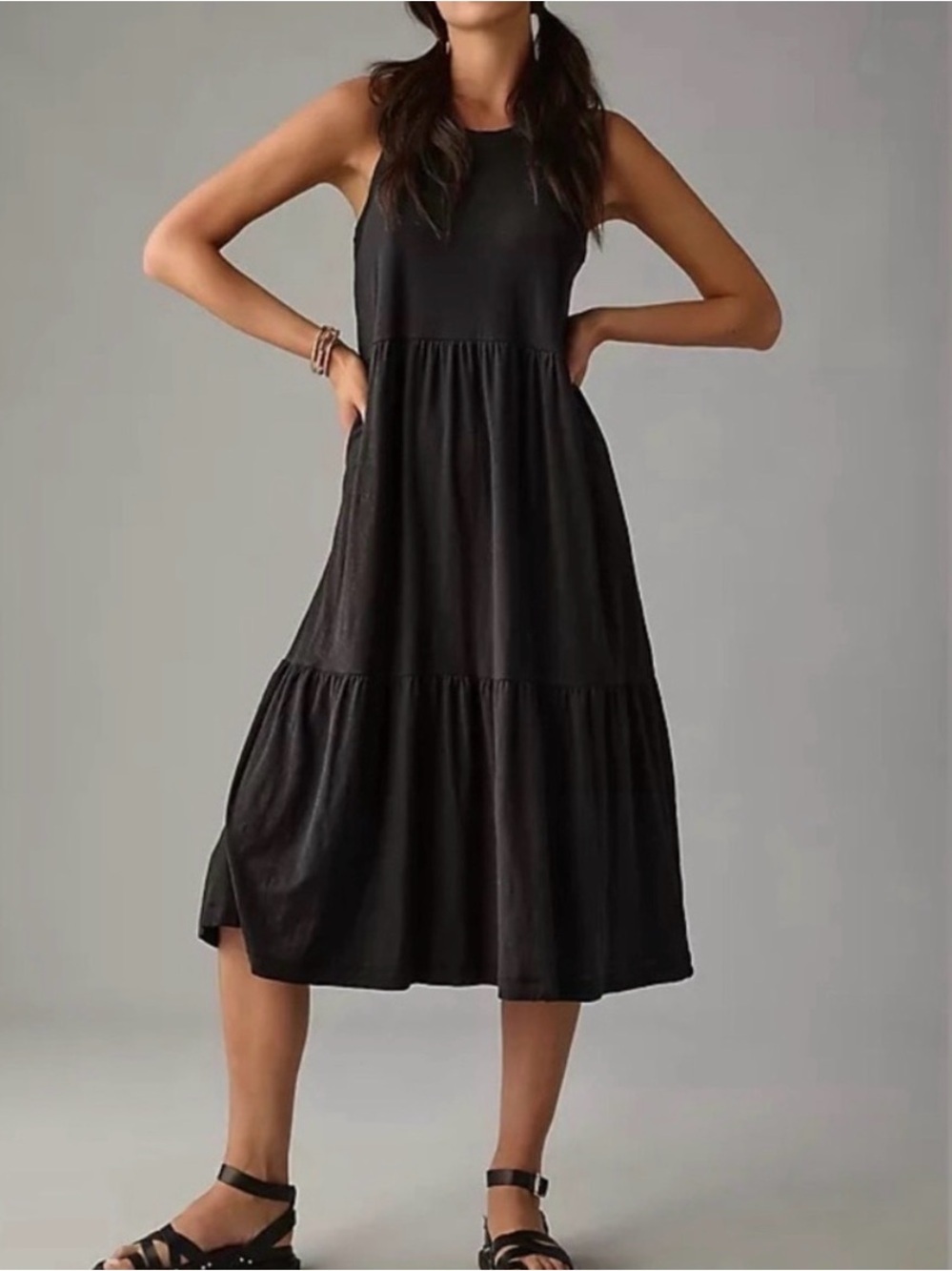 Nation LTD Melissa Tiered Tank Dress Black size XS